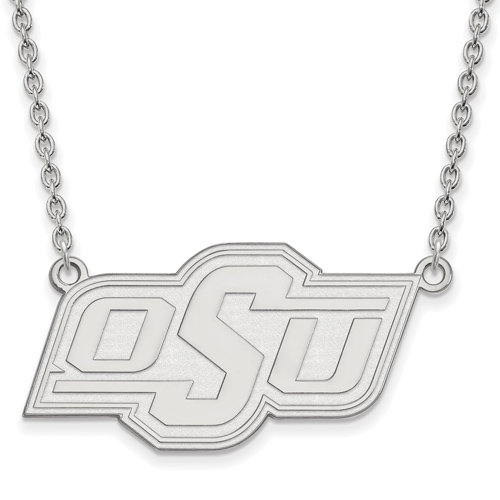 Sterling Silver Oklahoma State University Logo Pendant with 18in Chain