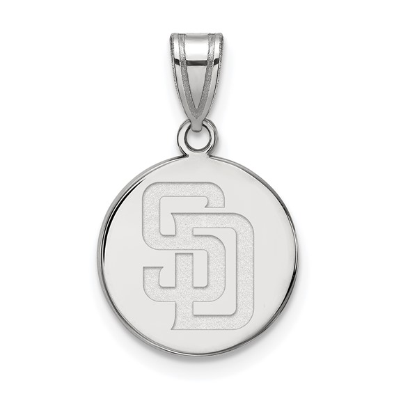 10k White Gold 5/8in Round San Diego Padres Pendant