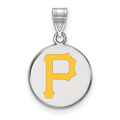 Sterling Silver 5/8in Pittsburgh Pirates Enamel Disc Pendant