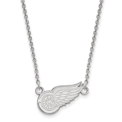 Sterling Silver Small Detroit Red Wings Pendant with 18in Chain