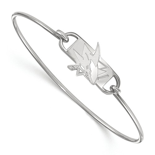 Sterling Silver 7in San Jose Sharks Small Center Wire Bangle