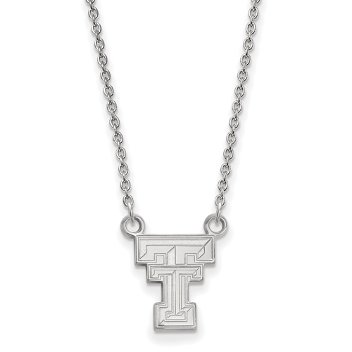 Sterling Silver 1/2in Texas Tech University Pendant with 18in Chain