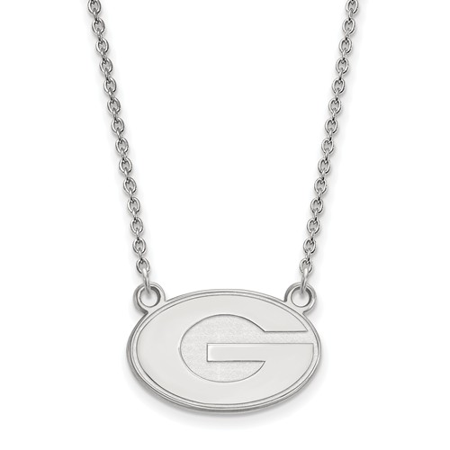 14kt White Gold 1/2in University of Georgia G Pendant with 18in Chain