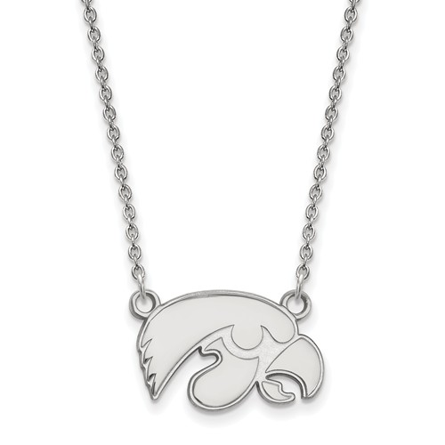 University of Iowa Tigerhawk Necklace 10k White Gold