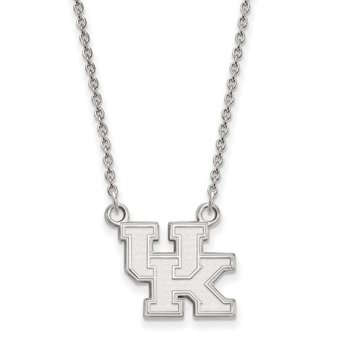 Sterling Silver 1/2in University of Kentucky UK Pendant on 18in Chain