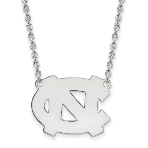 Silver University of North Carolina NC Pendant with 18in Chain
