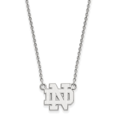 14k White Gold Small University of Notre Dame ND Necklace