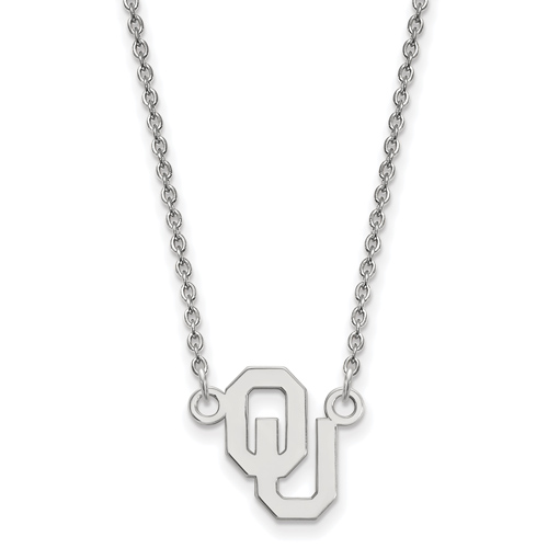 University of Oklahoma 1/2in OU Pendant on 18in Chain 10k White Gold