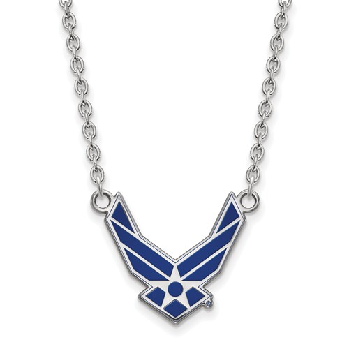 Sterling Silver Blue U.S. Air Force Symbol Necklace 18in