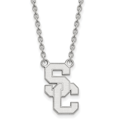 14k White Gold University of Southern California SC Pendant Necklace