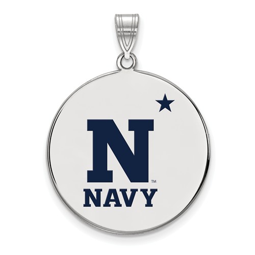 Sterling Silver 1in United States Naval Academy Enamel Round Pendant