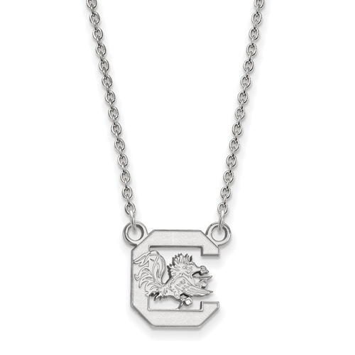 Silver 1/2in University of South Carolina Pendant with 18in Chain