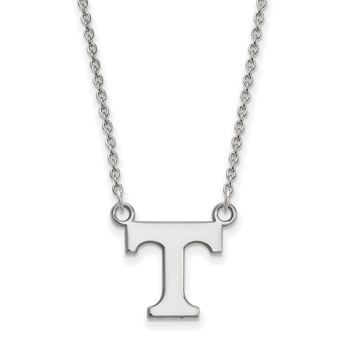 14k White Gold 1/2in University of Tennessee T Pendant with 18in Chain