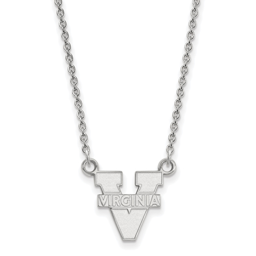 Sterling Silver 1/2in University of Virginia Pendant with 18in Chain