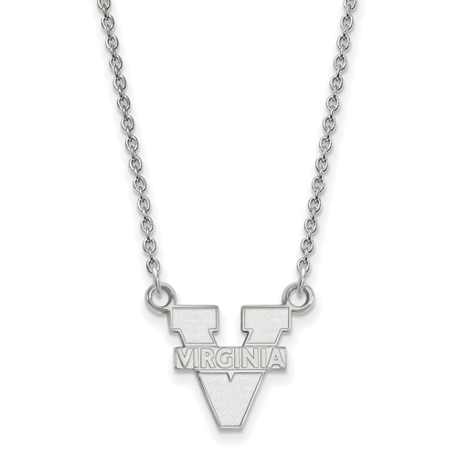 14kt White Gold 1/2in University of Virginia Pendant with 18in Chain