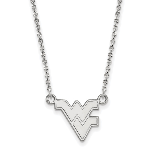 Sterling Silver West Virginia University WV Pendant with 18in Chain