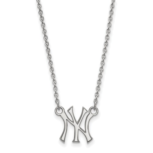 10kt White Gold New York Yankees Small Pendant on 18in Chain