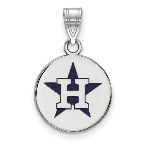 Sterling Silver 1/2in Houston Astros Enamel  Pendant