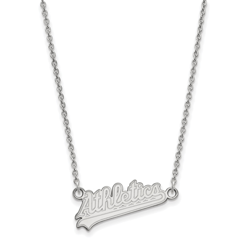 Sterling Silver Oakland A's Script Pendant on 18in Chain