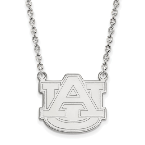 10kt White Gold Auburn University Pendant with 18in Chain