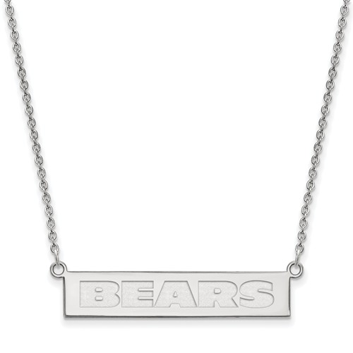 10k White Gold Chicago Bears Bar Necklace