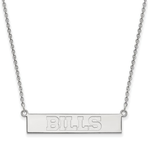 14k White Gold Buffalo Bills Bar Necklace