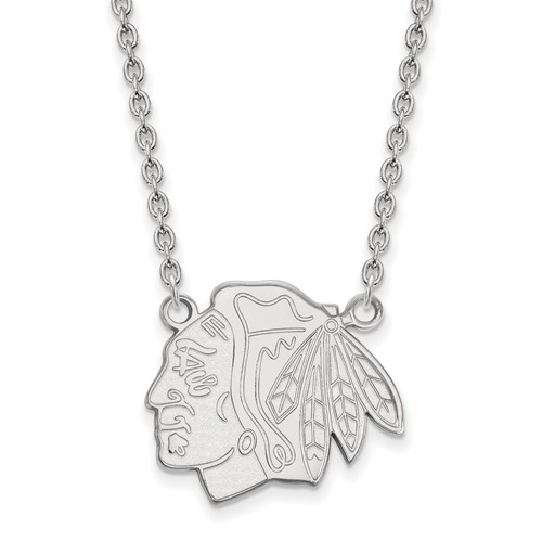 Chicago Blackhawks Logo Necklace 3/4in Sterling Silver