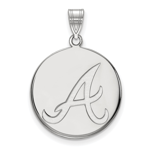 10kt White Gold 7/8in Atlanta Braves Disc Pendant
