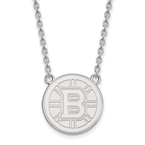 10k White Gold Boston Bruins B Necklace