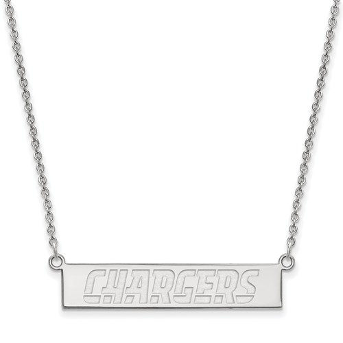 10k White Gold Los Angeles Chargers Bar Necklace