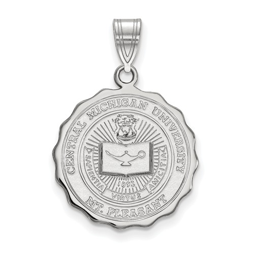 Central Michigan University Crest Pendant 3/4in Sterling Silver