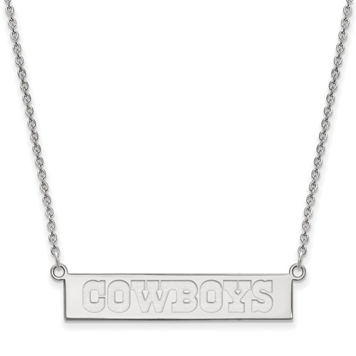 14k White Gold Dallas Cowboys Bar Necklace