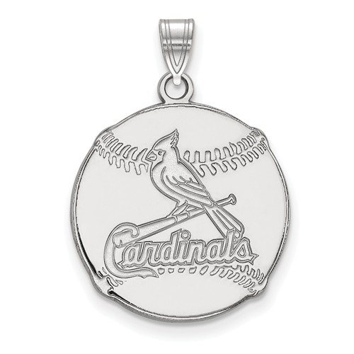 Sterling Silver 3/4in St. Louis Cardinals Logo Baseball Pendant