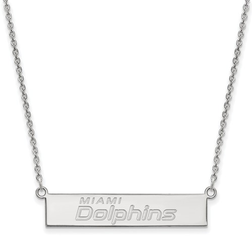 10k White Gold Miami Dolphins Bar Necklace