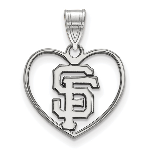 Sterling Silver 5/8in San Francisco Giants Laser-cut Heart Pendant