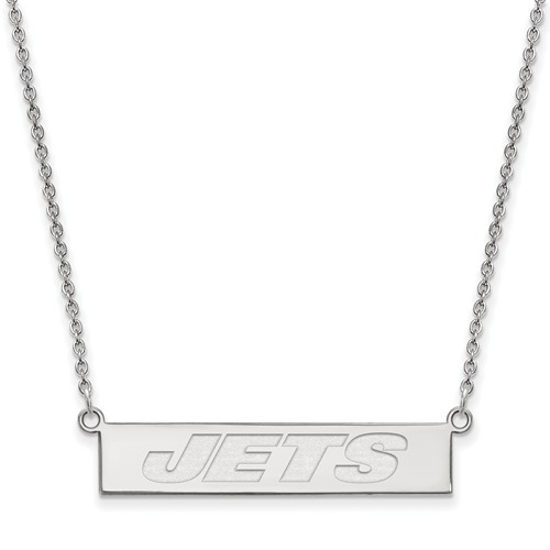 14k White Gold New York Jets Bar Necklace
