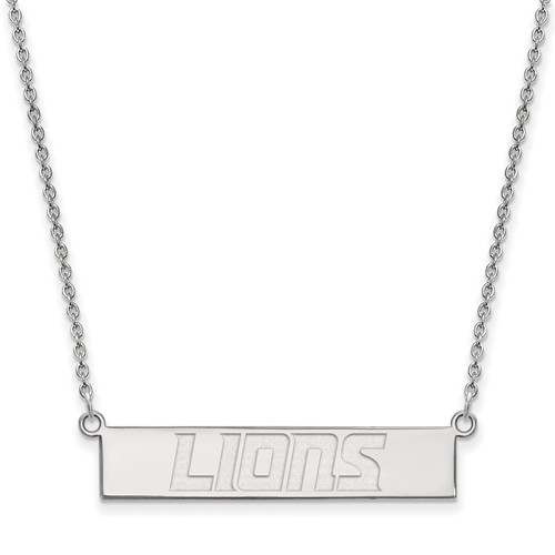 14k White Gold Detroit Lions Bar Necklace