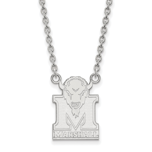 Sterling Silver Marshall University Logo Pendant with 18in Chain