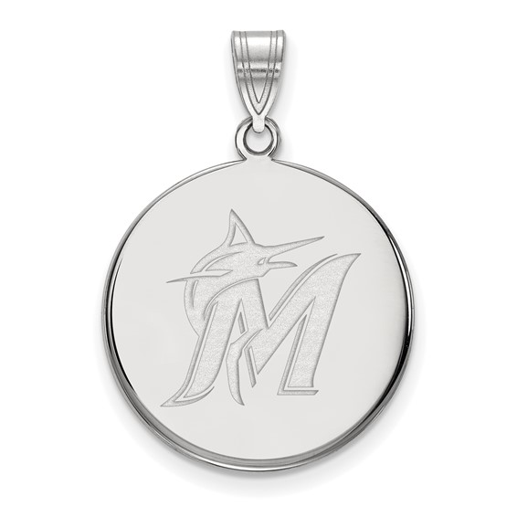 Sterling Silver 3/4in Miami Marlins Pendant