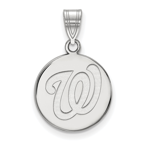 Sterling Silver 5/8in Round Washington Nationals Pendant