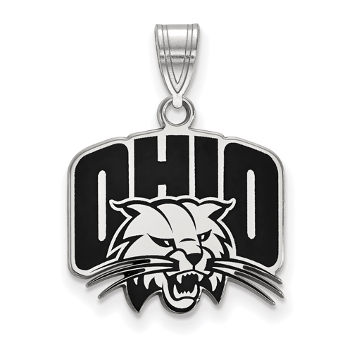 Ohio University Enamel Pendant 5/8in Sterling Silver