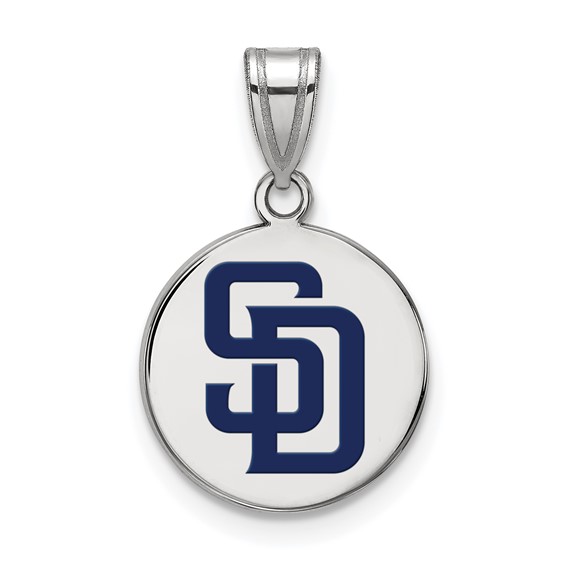 Sterling Silver 5/8in Round San Diego Padres Enamel Pendant