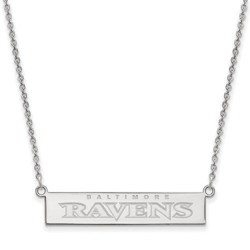 14k White Gold Baltimore Ravens Bar Necklace