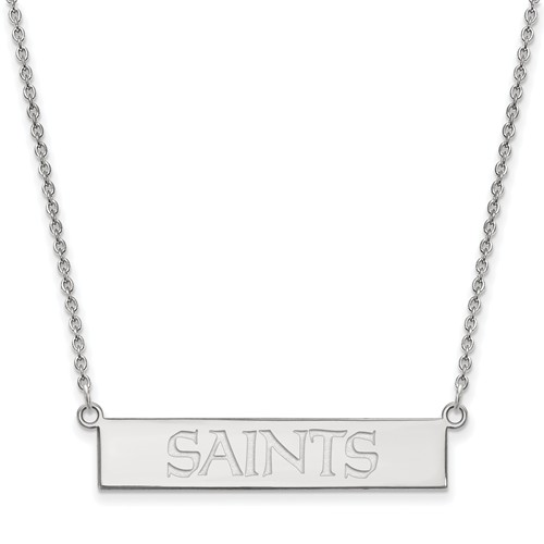 14k White Gold New Orleans Saints Bar Necklace