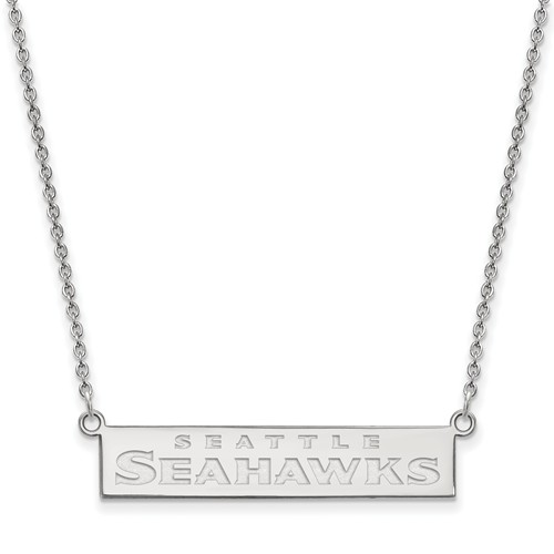 14k White Gold Seattle Seahawks Bar Necklace