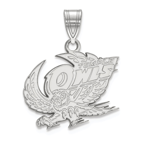 Temple University Owls Pendant 5/8in Sterling Silver