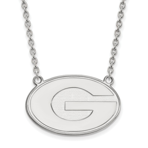 10kt White Gold 3/4in University of Georgia G Pendant with 18in Chain