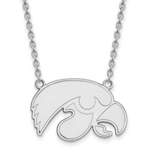 University of Iowa Logo Necklace 3/4in Sterling Silver