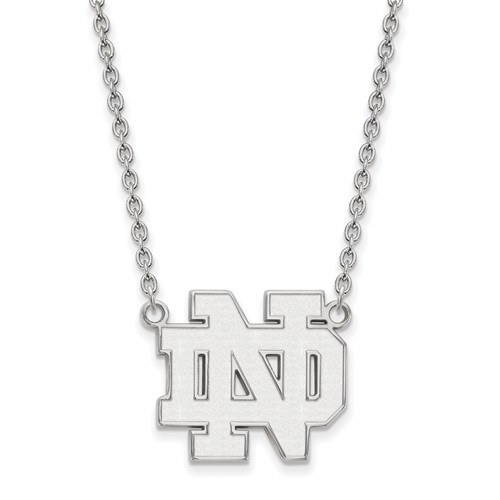 14k White Gold University of Notre Dame Pendant with 18in Chain