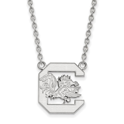 University of South Carolina Logo Pendant on 18in Chain 10k White Gold